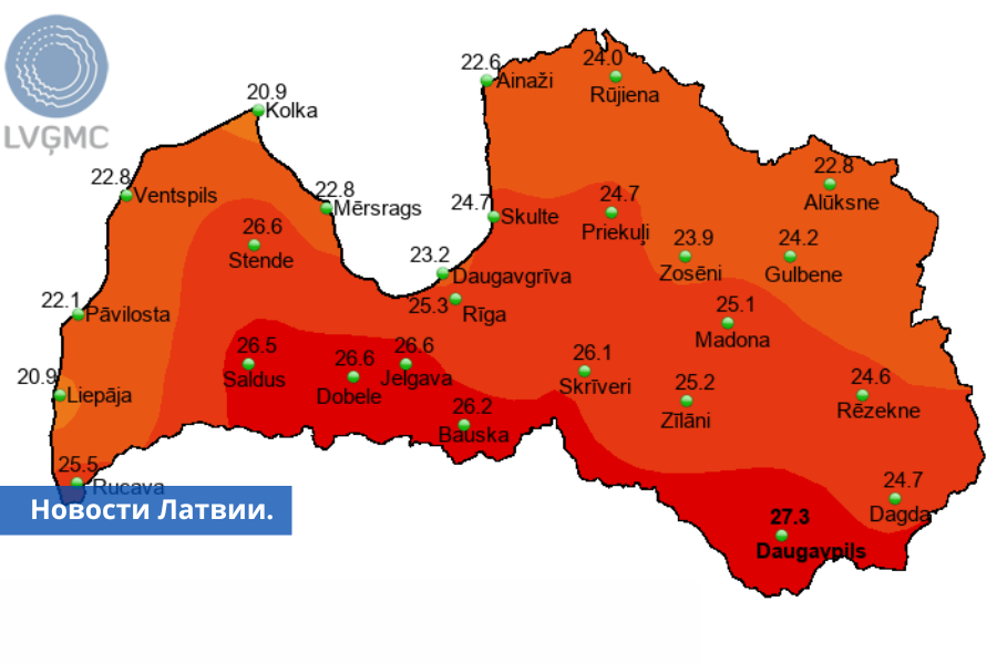 Следующая неделя в Латвии будет жаркой.