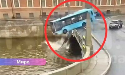 ВИДЕО ⟩ В Санкт-Петербурге в реку упал автобус с людьми; есть погибшие.