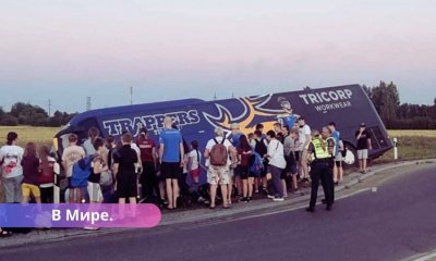 ДТП в Литве автобус с детской командой из Латвии вылетел в кювет.
