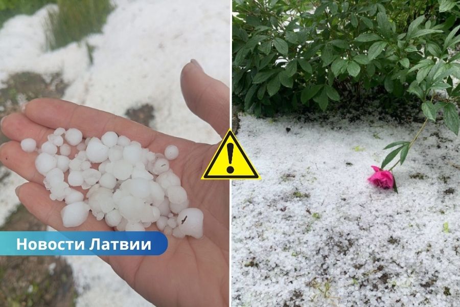 ФОТО, ВИДЕО: В Тукумсе выпал крупный град — Латвию накрыли грозы и шквалы.