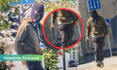 В Резекне мужчина в маске с предметом, похожим на оружие, преследовал прохожих.