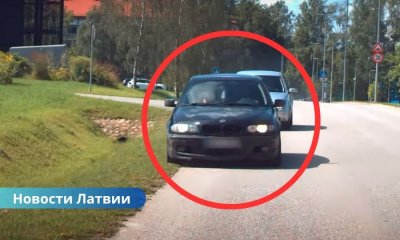 ВИДЕО: в Цесисе пьяный водитель BMW без прав устроил ДТП с полицейской машиной и попытался скрыться.