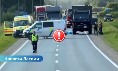 ВИДЕО: трагедия на Вентспилсском шоссе: грузовик сбил насмерть пешехода.