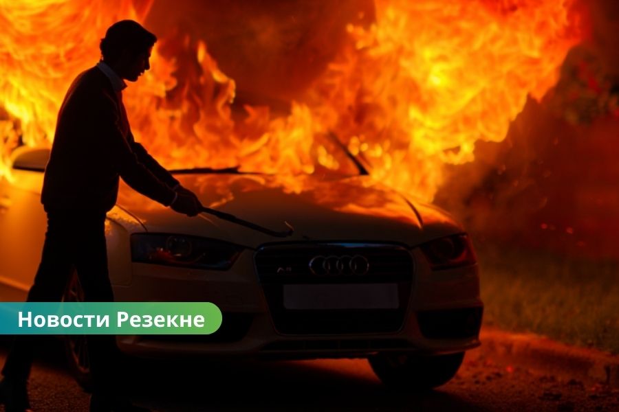 В Резекне задержан мужчина за умышленный поджог автомобиля на АЗС.
