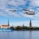B-1B Lancer пролет Латвия, ВВС США над Ригой, НАТО Балтика, малые высоты, Памятник Свободы, Bomber Task Force Europe, воздушная безопасность., Американский бомбардировщик B-1B пролетит над Ригой в строю с союзниками НАТО.