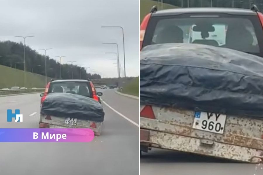 🚨Видео ⟩ 85-летний водитель в Вильнюсе тянул прицеп без колеса и искрил по асфальту: полиция назначила штраф.