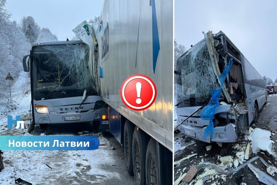 Скользкие дороги и тяжёлые последствия: грузовик врезался в пассажирский автобус — один человек в больнице.