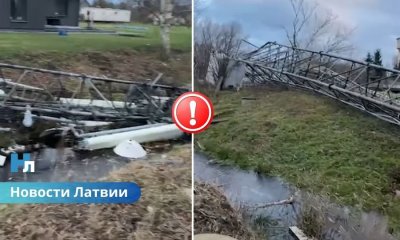 Во время бури в Лапмежциемсе рухнула башня связи: Tele2 восстанавливает мобильную сеть.