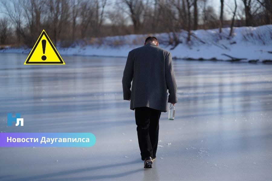 ❄️ Шаг до трагедии: в Даугавпилсе пьяный мужчина перешёл Даугаву по льду и был задержан полицией.
