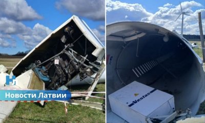 После падения ветряной турбины под Лиепаей неизвестные украли генератор весом почти 2 тонны.