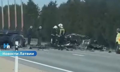 Смертельное ДТП на Видземском шоссе: после столкновения с лесовозом движение полностью перекрыто.