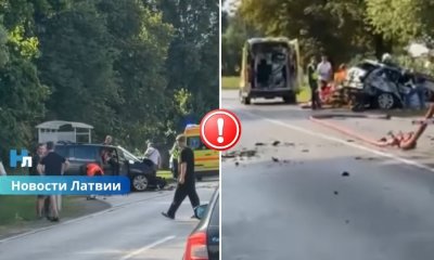 ВИДЕО: смертельное ДТП на трассе Иецава–Елгава — один человек погиб, трое находятся в тяжелом состоянии.