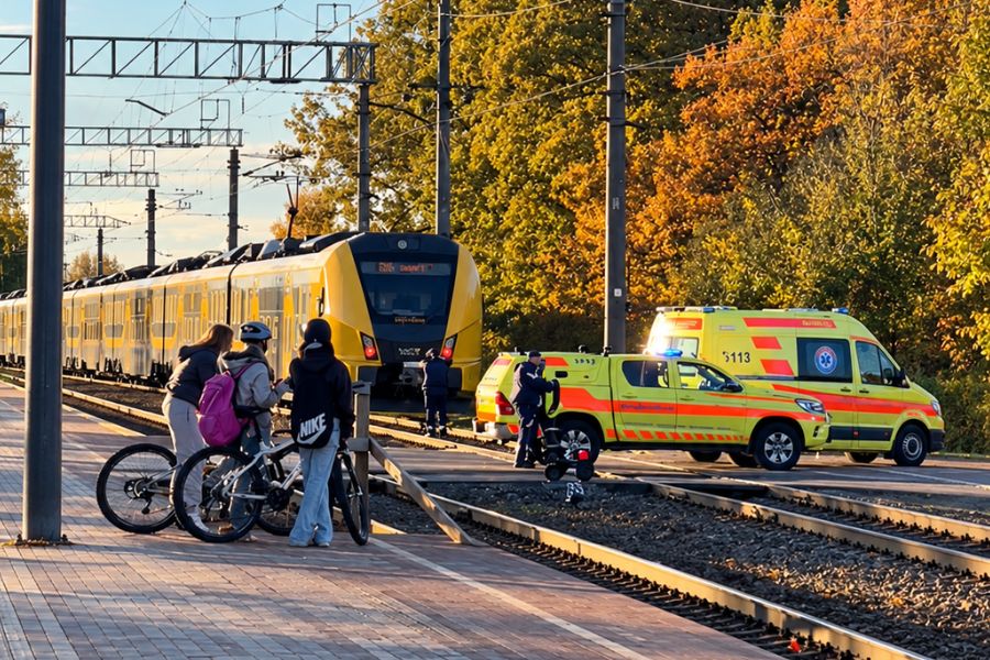 В Саласпилсе поезд сбил человека на закрытом переезде: пострадавший в тяжёлом состоянии.